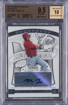 2009 Bowman Sterling Prospects #MT Mike Trout Signed Rookie Card - BGS GEM MINT 9.5/BGS 10